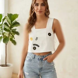 کراپ زنانه زارا سفید میمینمال