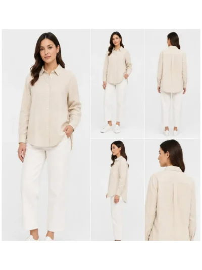 شومیز کرم شیشه ای زارا - Image 3