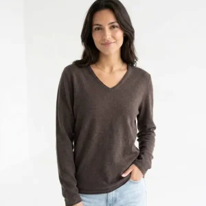 بافت V-Neck قهوه‌ای سلکتد