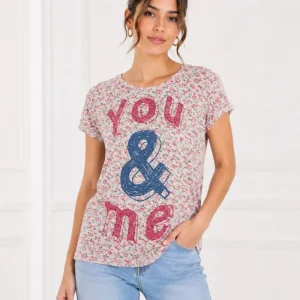 تیشرت زنانه گلریز طرح YOU &ME