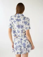 شومیز استین کوتاه زنانه  جلو گره‌ای طرح اسلیمی/کاشی - Image 5
