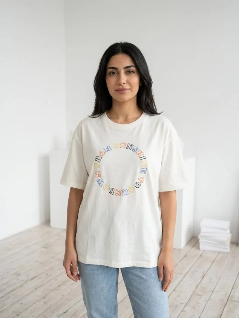 S.Oliver Cotton T-shirt Sunshine - Milk تیشرت نخپنبه زنانه s.Oliver طرح Sunshine شیری - تصویر 1