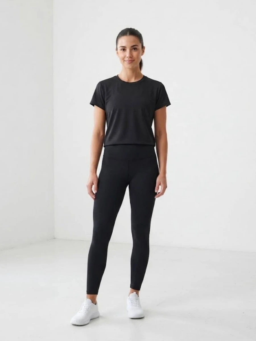 Women's Sports T-Shirt Black – Open-Back Patterned Design تیشرت ورزشی زنانه (مشکی - مدل پشتدار،طرحدار) - تصویر 1