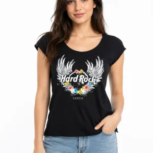 تیشرت زنانه مشکی طرح Hard Rock