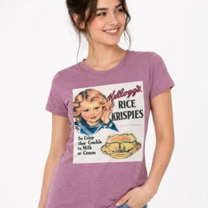 تیشرت زنانه صورتی چرک طرح kellogg's Rice Krispes