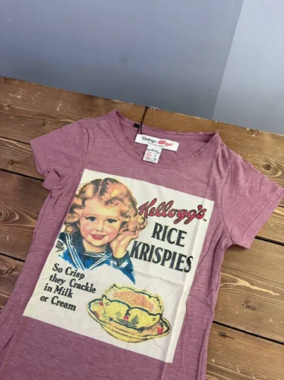 تیشرت زنانه صورتی چرک طرح kellogg's Rice Krispes - تصویر 2