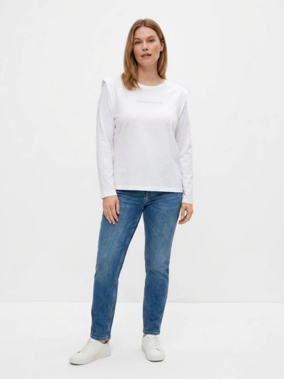 s.Oliver 365 Days patterned white cotton blouse بلوز آستین بلند پنبهای سفید طرح 365 Days برند s.Oliver - تصویر 1