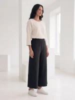 شلوار زنانه مشکی کبریتی واید لگ - Image 4