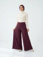 شلوار زنانه زرشکی کبریتی واید