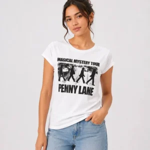 تیشرت زنانه سفید طرح Penny Lane Magical