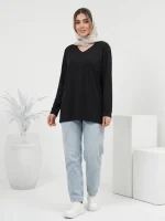 بلوز لانگ یقه هفت مشکی