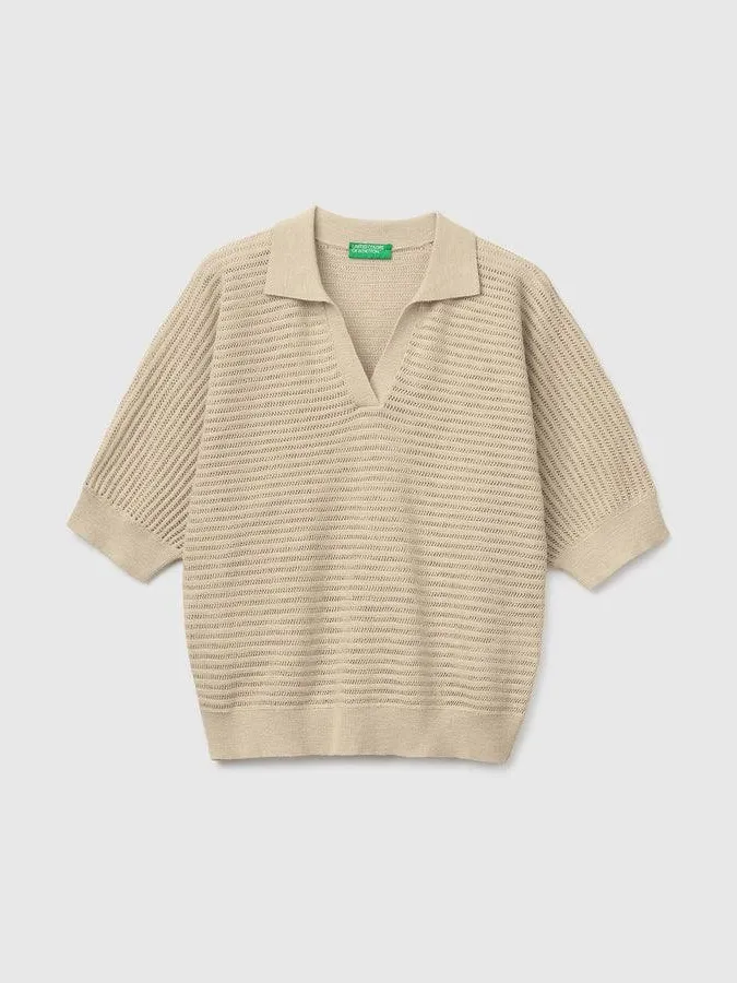 Bone texture pullover. Zarif Benton پولوشرت بافت استخونی ظریف بنتون