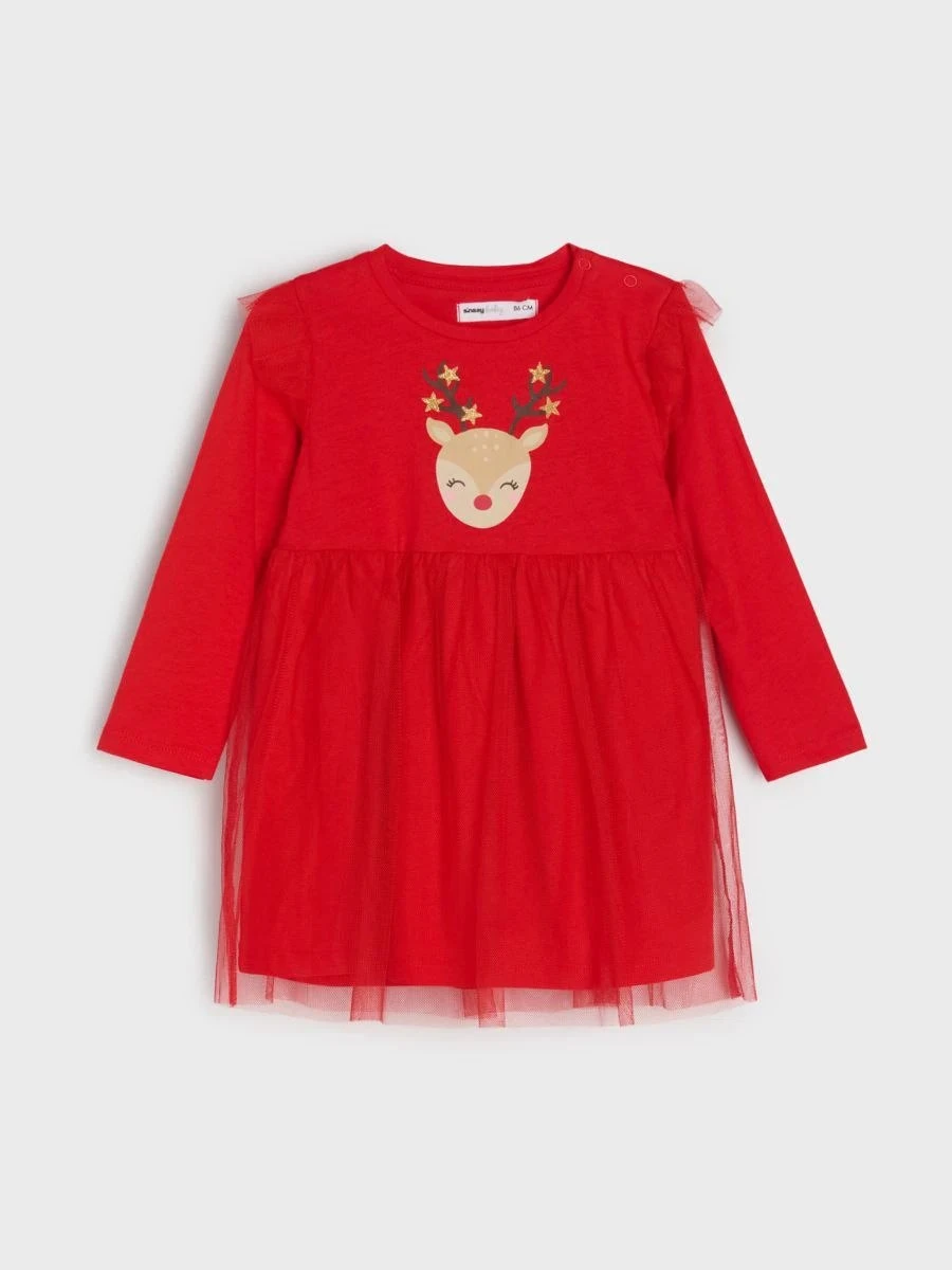 Children's deer-patterned pinafore dress سارافون بچگانه طرح گوزن