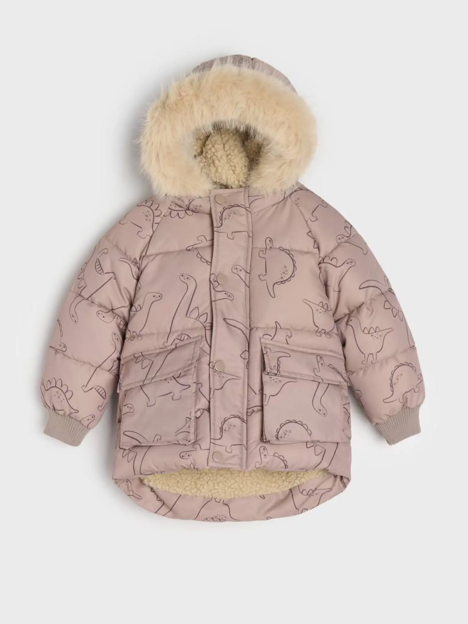 Children's jacket with a fur-trimmed hood کاپشن بچگانه کلاه خز دار - تصویر 1