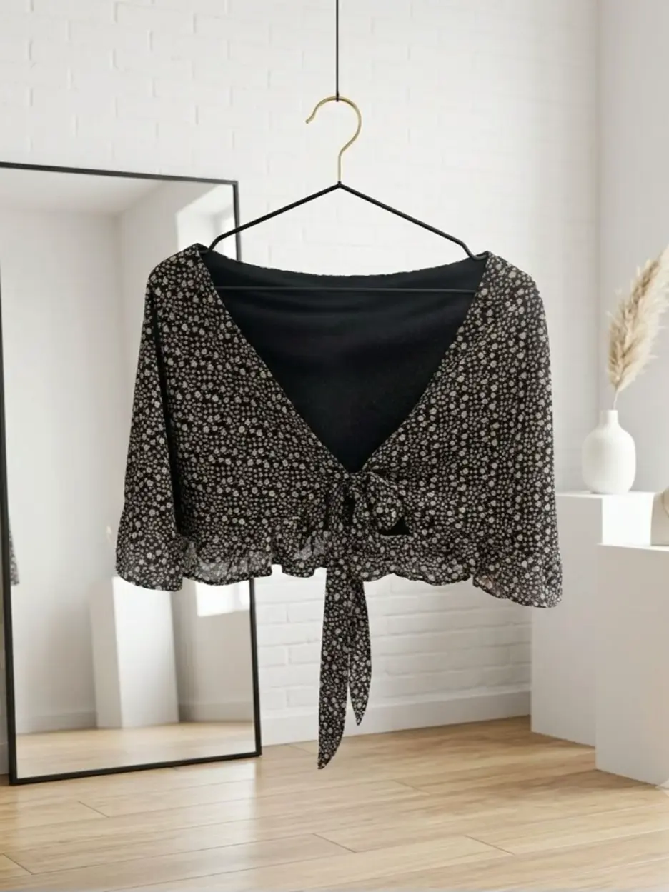 Front-tie cape-style blouse شومیز شنلی جلوگره ای