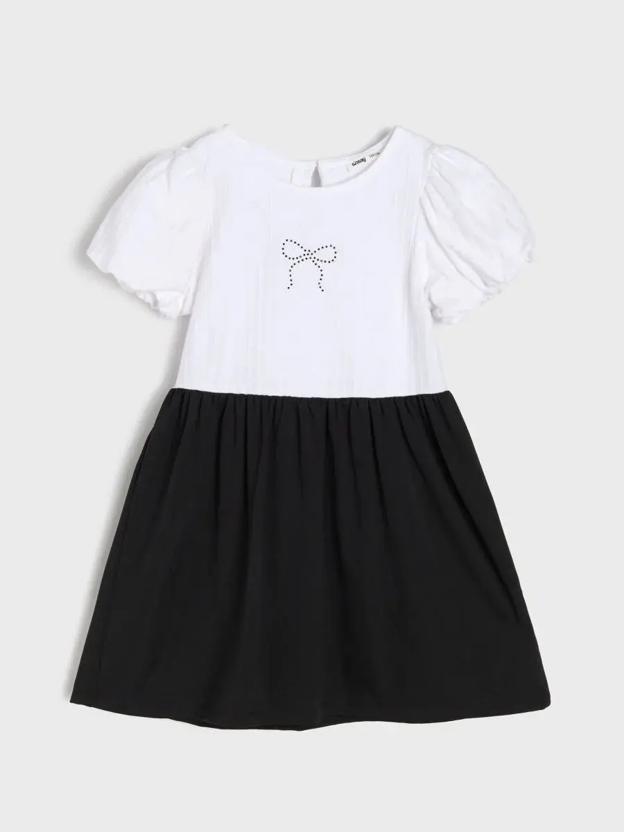 Girls' bow-design pinafore dress سارافون بچگانه طرح پاپیون