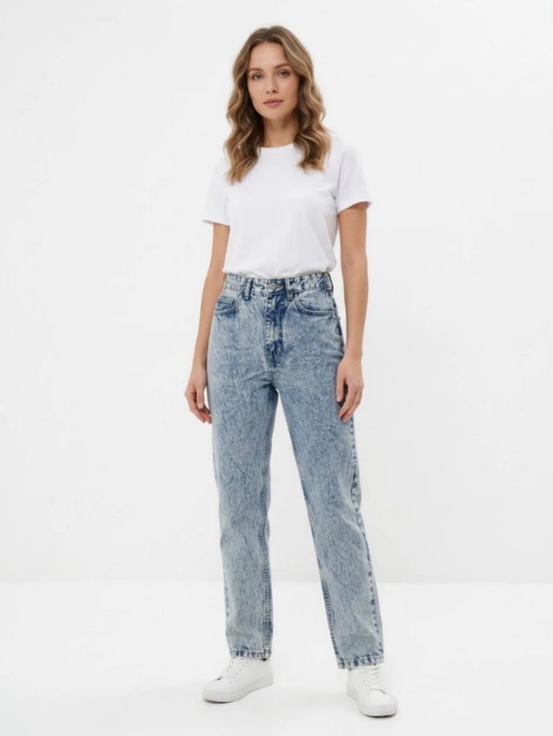 Mom-fit straight acid wash jeans شلوار جین مام فیت راسته اسیدواش