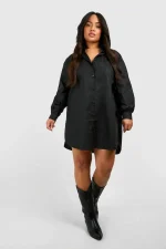 پیراهن اورسایز مشکی (Shirt Dress)