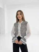 شومیز رویه پلیسه پلنگی زارا