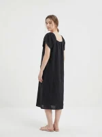پیراهن میدی یقه خشتی مشکی - Image 2