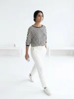 بلوز نازک نخی راهراه زنانه مدل مینیمال زارا - تصویر 2