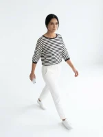 بلوز نازک نخی راهراه زنانه مدل مینیمال زارا - تصویر 3