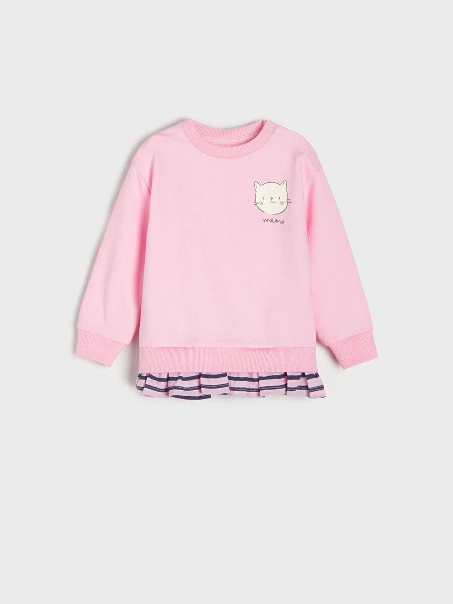 Pink children's sweatshirt with a cat design دورس بچگانه صورتی طرح گربه