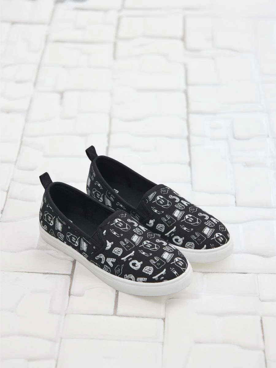 Women's Black Patterned Vans ونس زنانه طرحدار مشکی - تصویر 1