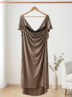 پیراهن زنانه دراپه مجلسی یقه گیپور