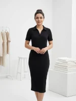 پیراهن زنانه کبریتی یقه پولو