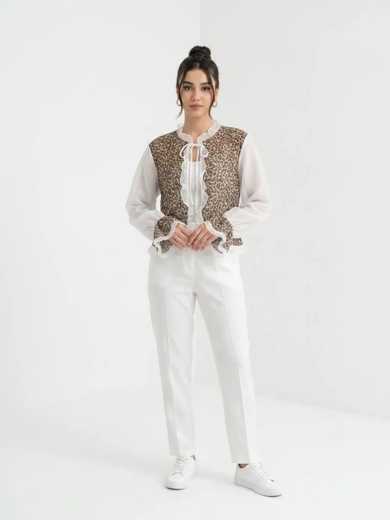 Zara leopard-print silk-covered paperback شومیز رویه حریر پلیسه پلنگی زارا