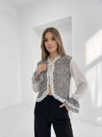 شومیز رویه پلیسه پلنگی زارا - تصویر 2
