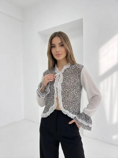 شومیز رویه پلیسه پلنگی زارا - تصویر 2