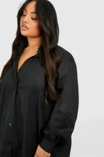 پیراهن اورسایز مشکی (Shirt Dress)