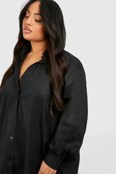 پیراهن اورسایز مشکی (Shirt Dress)