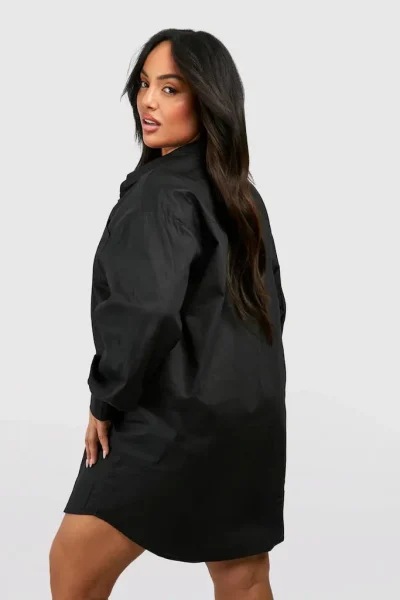 پیراهن اورسایز مشکی (Shirt Dress)
