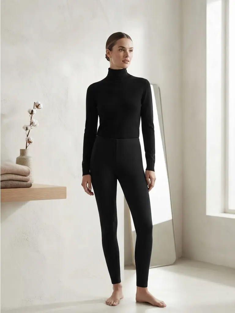 Classic plain black women's leggings لگ زنانه مشکی کلاسیک
