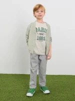 شلوار پارچه ای نقره ای بچگانه