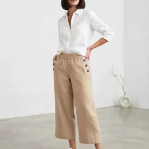 شلوار لینن کرم زنانه