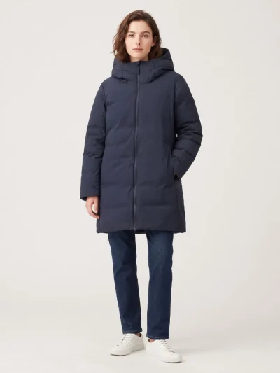 کاپشن سورمه ای تیره زنانه uniqlo - تصویر 2