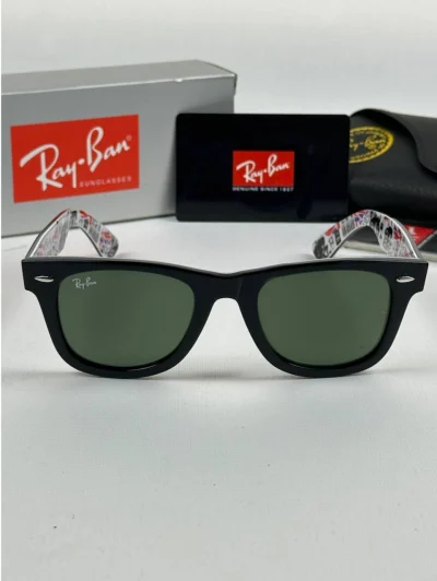 عینک مشکی داخل سفید rayban rb-2140 - Image 4