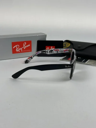 عینک مشکی داخل سفید rayban rb-2140 - Image 2