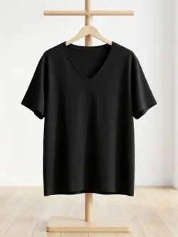 Classic black V-neck women's T-shirt