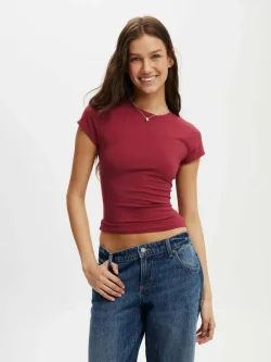 Cotton Ann Coral Crop T-shirt