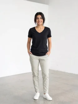 Kirkland Women's Black Plain Cotton T-Shirt