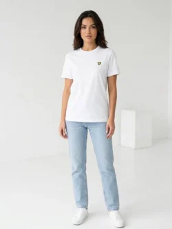 Lyle & Scott White Bird Embroidery Basic White Basic T-shirt