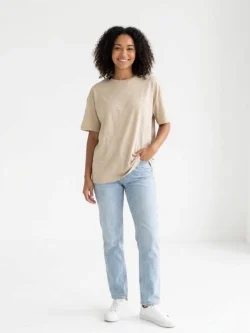 Minimalist Nude Melange Knit T-Shirt