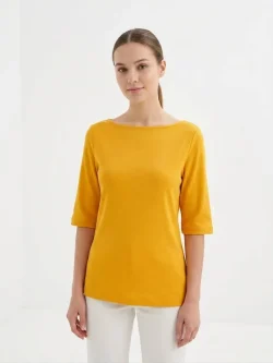 Women's T-shirt Three Quarter Sleeves Boat Collar -