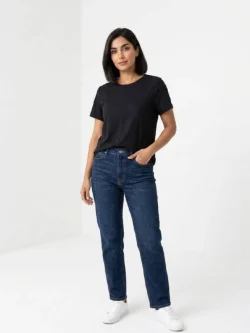 Women's fine-ribbed knit T-shirt