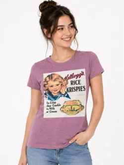 Women's pink t-shirt with Kellogg's Rice Krispies design